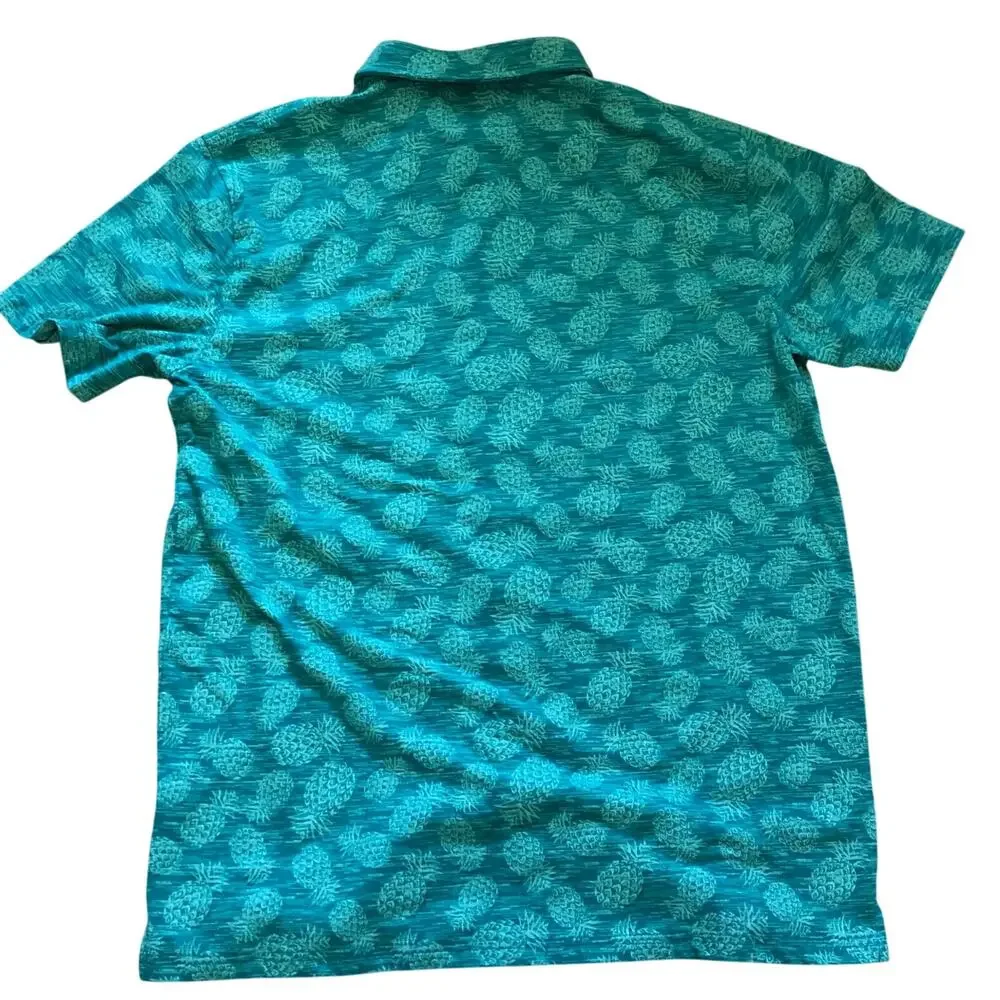 Ocean Pacific Shirt Men's‎ Large Teal Pineapple Print Button Front Short Sleeve